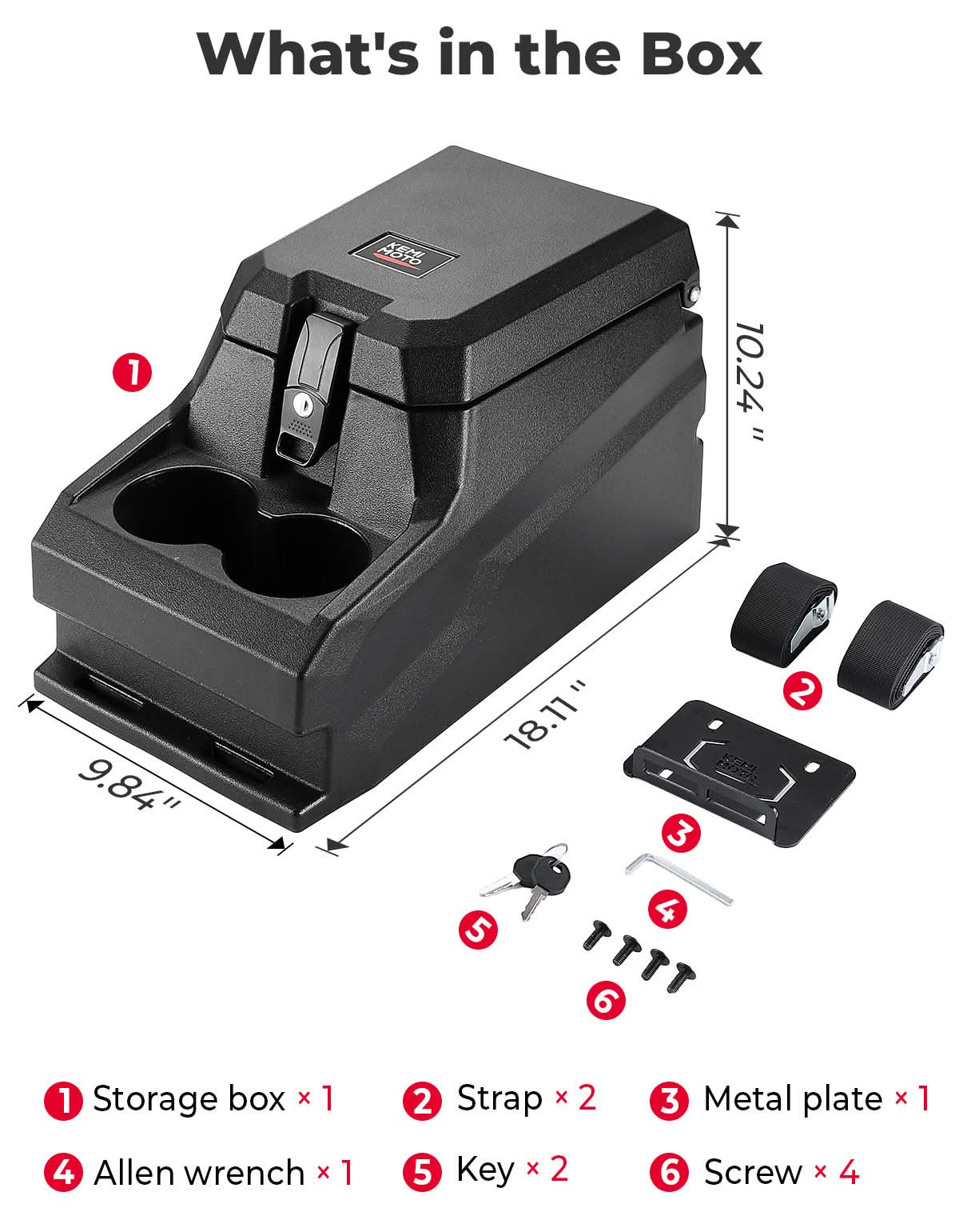 Photo of UTV Bench Seat Center Console Box for Polaris Ranger XP 1000/Crew 2017-2024 by Kemimoto - Premium for UTVs / Side by Sides