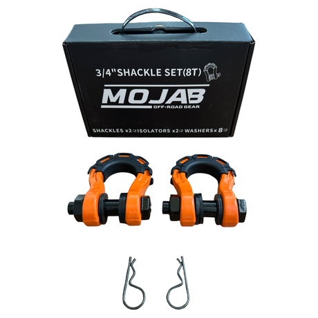 Photo of 3/4” Forged Steel D-shackle set (8T) (LIFE TIME WARRANTY*) by MOJAB OFFROAD - Premium for UTVs / Side by Sides