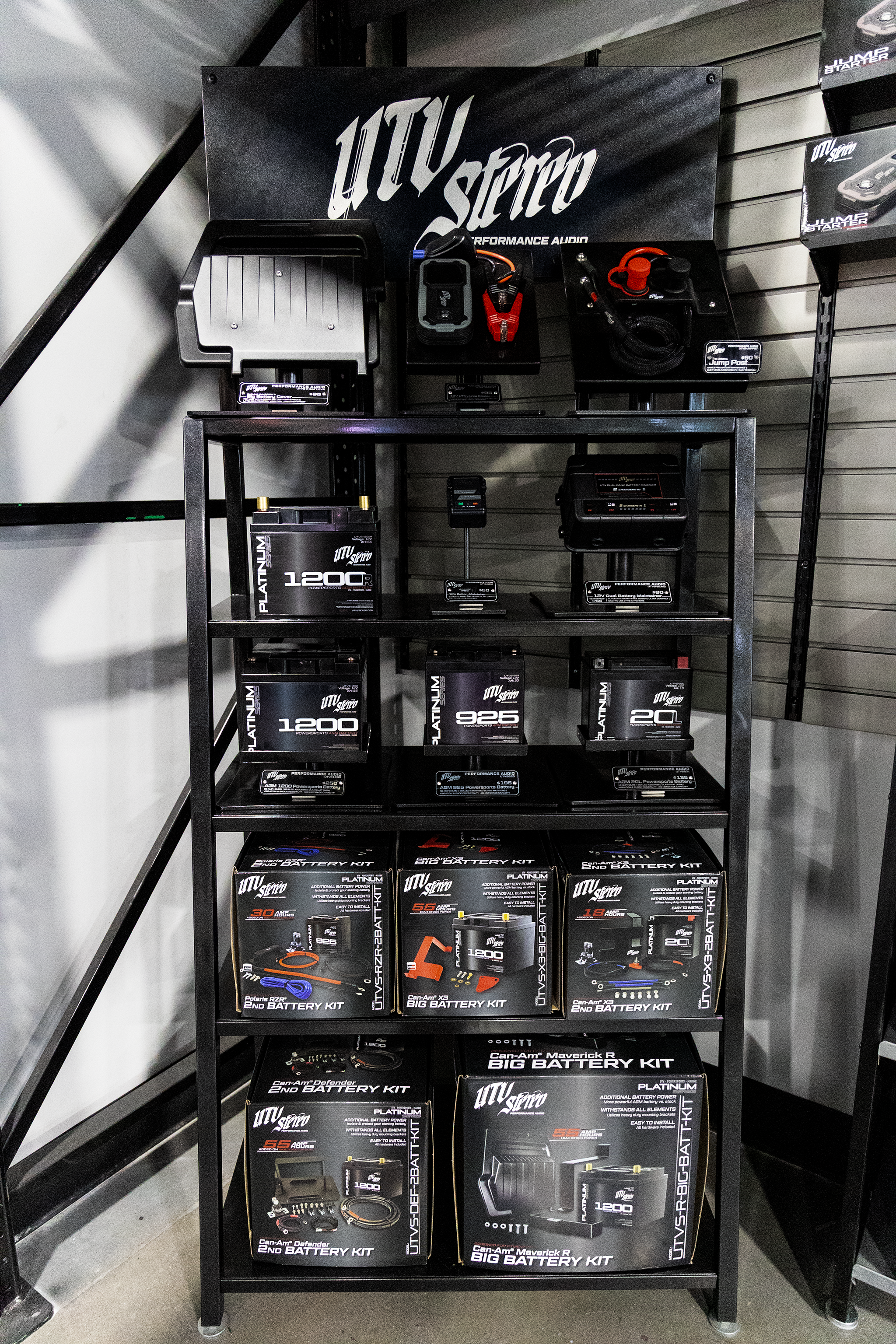 Photo of UTV Stereo Dealer Battery Display | UTVS-DISPLAY-2 by UTV Stereo - Premium Retail Display for UTVs / Side by Sides