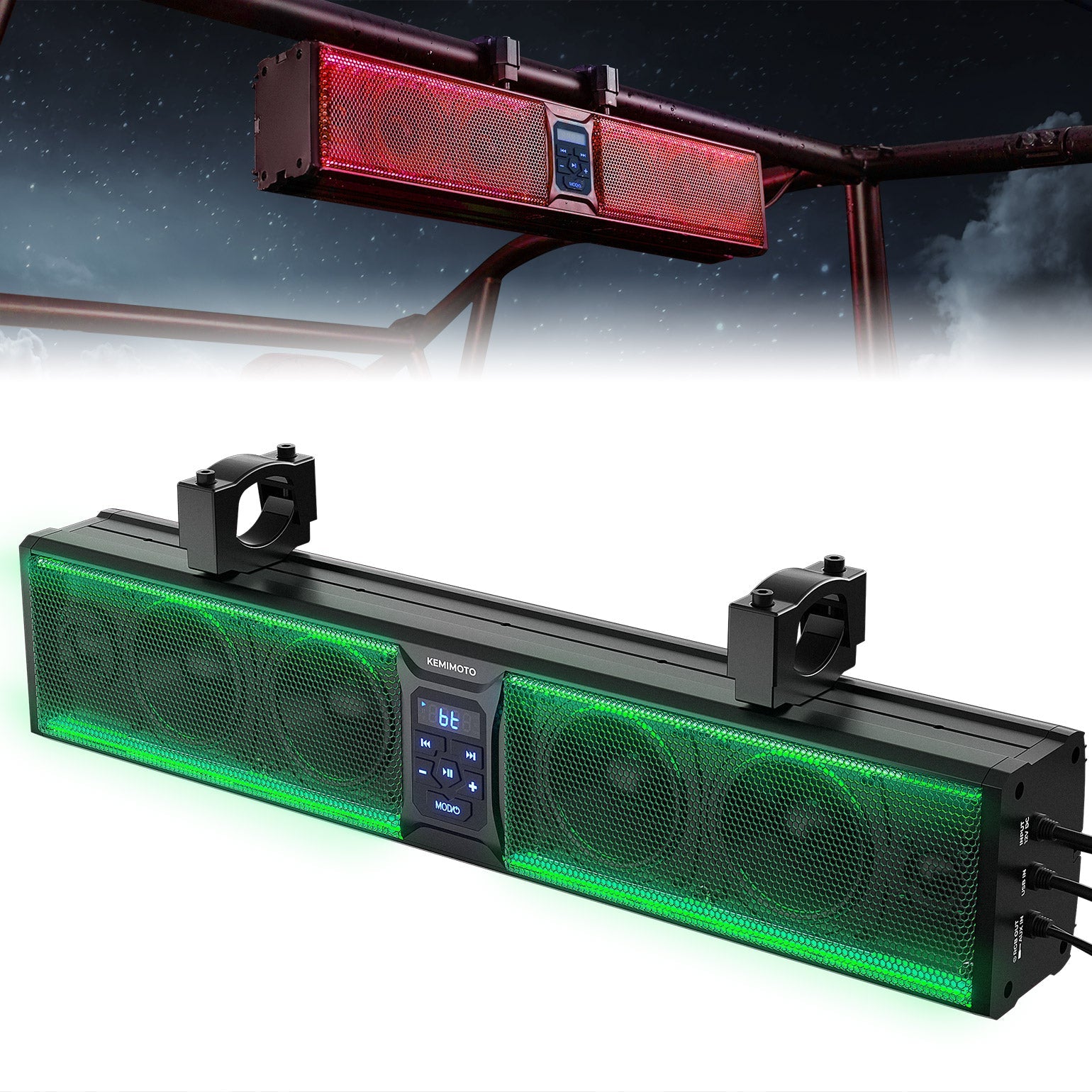 Photo of 26 Inch UTV Sound Bar w/ MUSIC SYNC RGB Multicolor Lights by Kemimoto - Premium for UTVs / Side by Sides