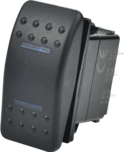 Photo of LIGHTED ROCKER 3 POSITION SWITCH BLUE by OPEN TRAIL - Premium Switches for UTVs / Side by Sides