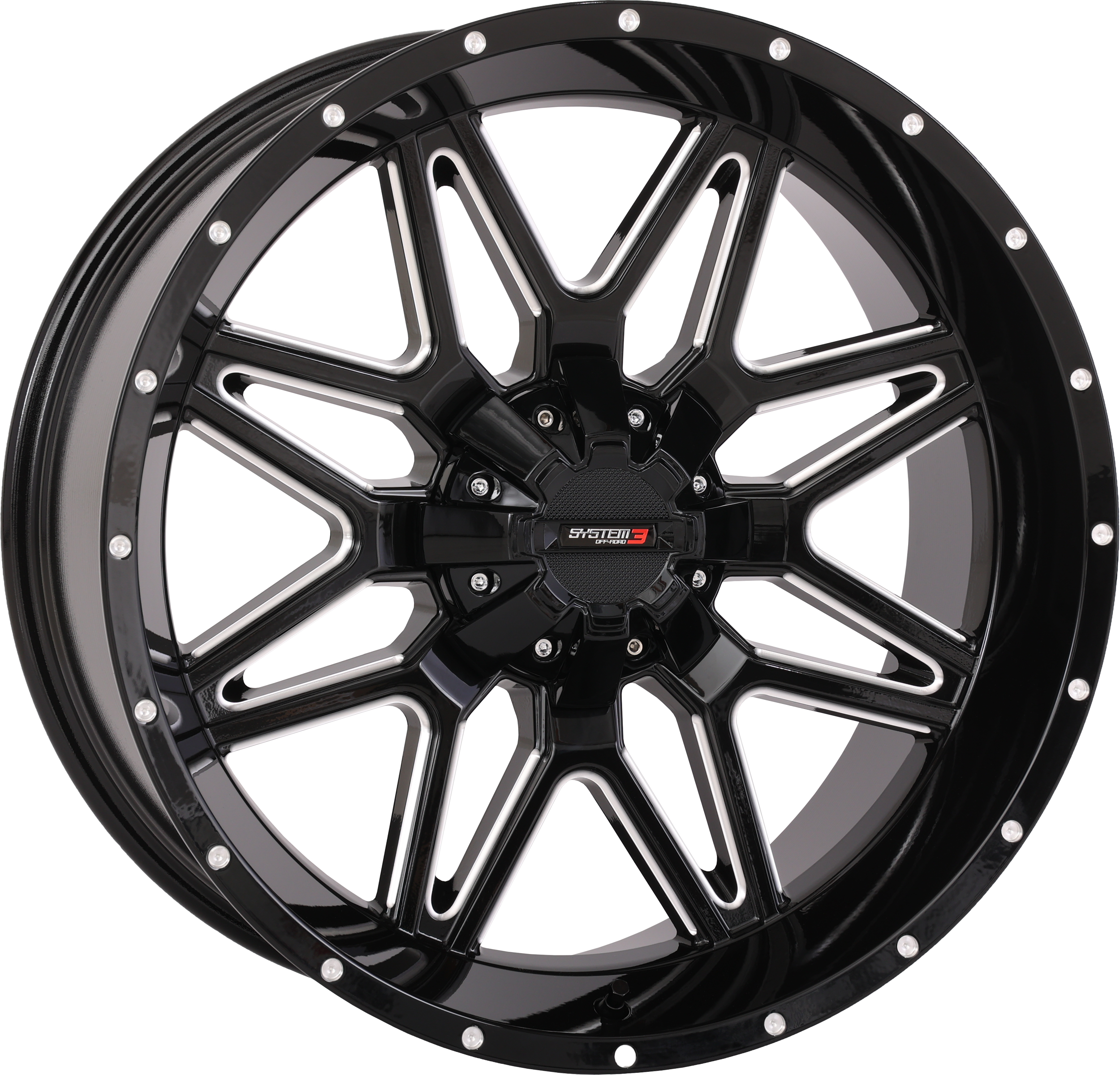 Photo of ST7 WHEEL 20X9 5+4 (0MM) 4/137 & 4/156 GLOSS BLK MILLED by SYSTEM 3 - Premium Wheels for UTVs / Side by Sides