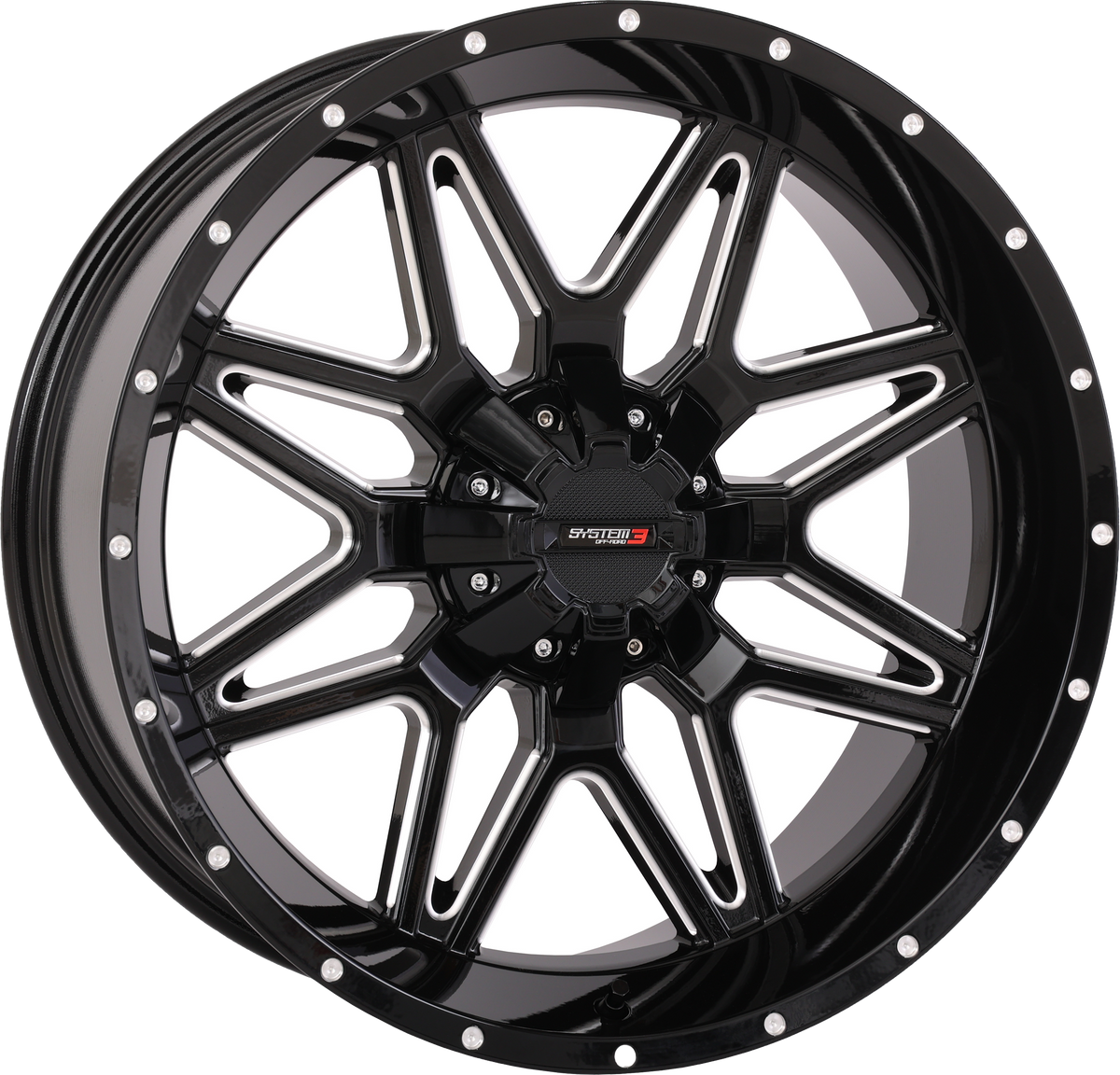 Photo of SYSTEM 3 ST7 WHEEL 20X9 5+4 (0MM) 4/137 & 4/156 GLOSS BLK MILLED by SYSTEM 3 - Premium Wheels for UTVs / Side by Sides