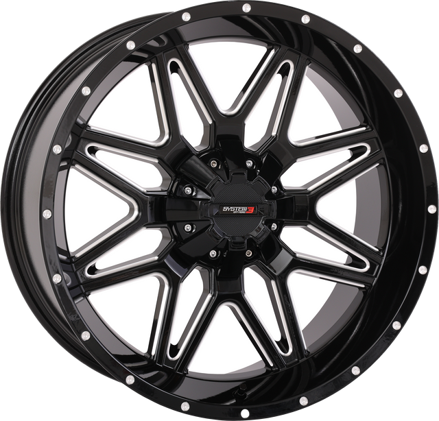 Photo of ST7 WHEEL 20X9 5+4 (0MM) 4/137 & 4/156 GLOSS BLK MILLED by SYSTEM 3 - Premium Wheels for UTVs / Side by Sides