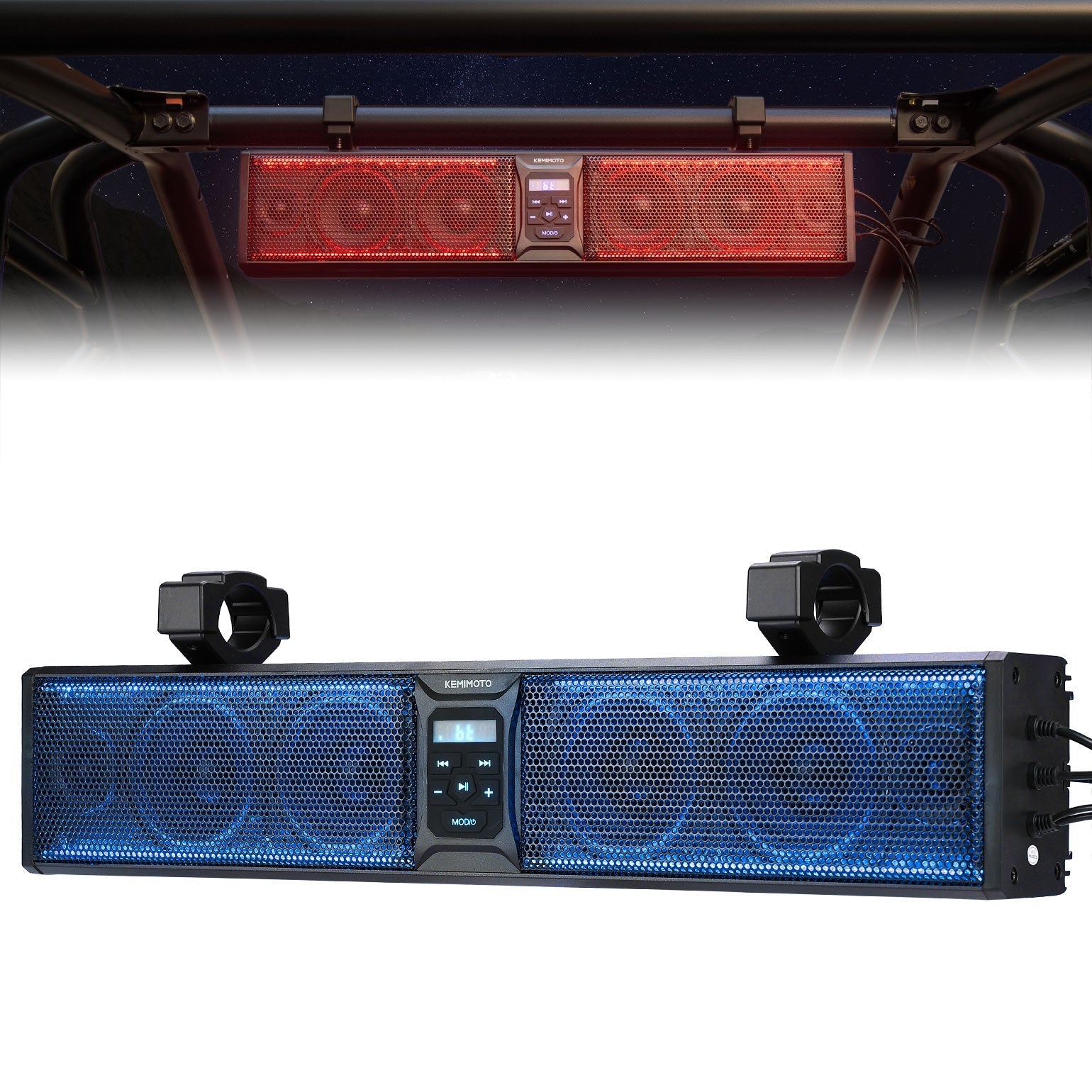 Photo of 6 Speaker 26 Inch RGB Bluetooth Sound Bar for Can Am Maverick/X3/ Trail/ Defender/ Commander by Kemimoto - Premium for UTVs / Side by Sides