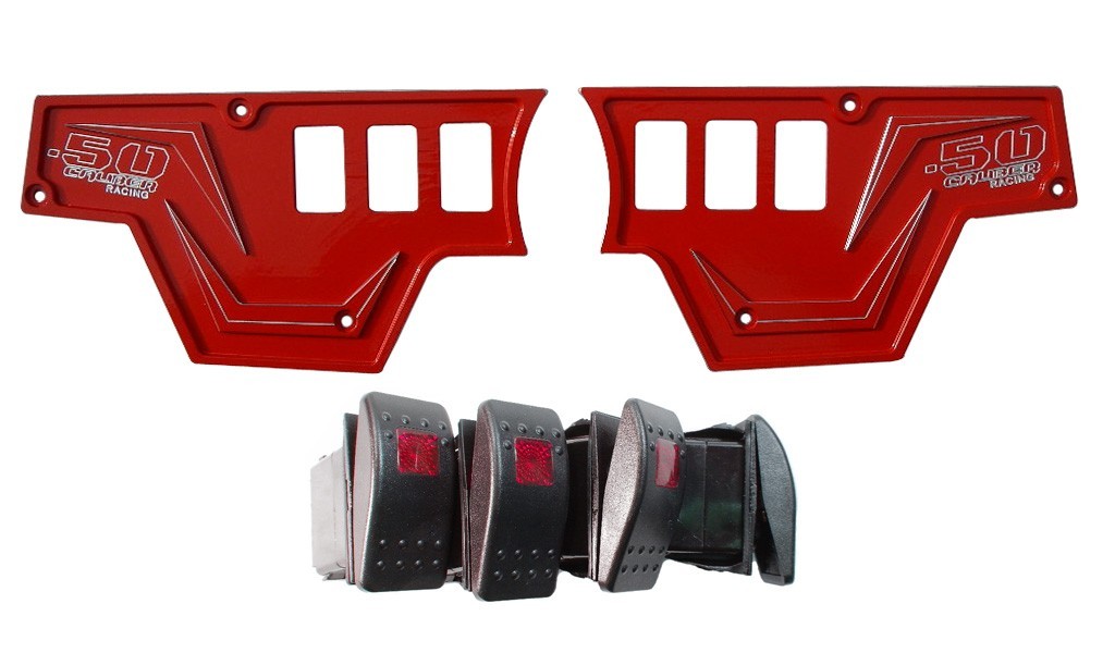 50 Caliber Racing XP1000 6-Switch Billet Aluminum Dash Panel - Red