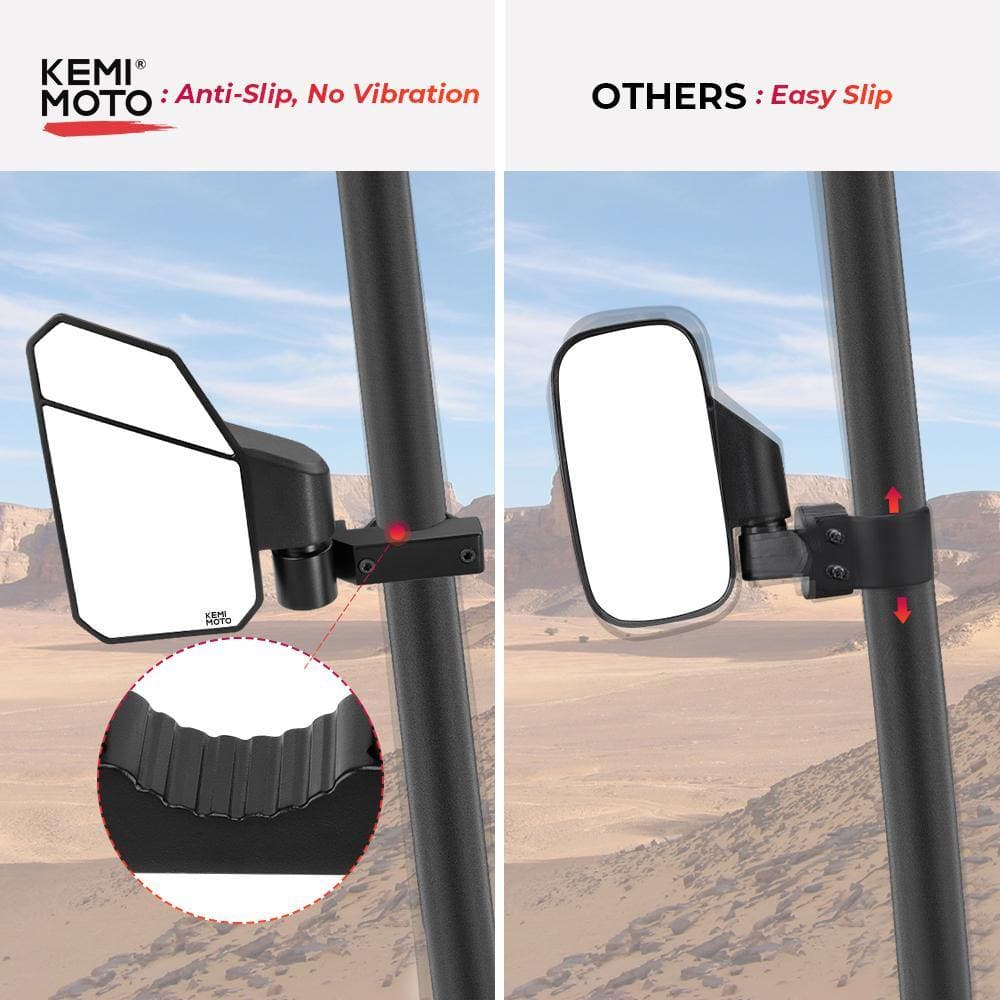 Photo of UTV 1.6"-2" Side Mirrors for Polaris RZR, Pioneer, Can Am Maverick X3 by Kemimoto - Premium for UTVs / Side by Sides