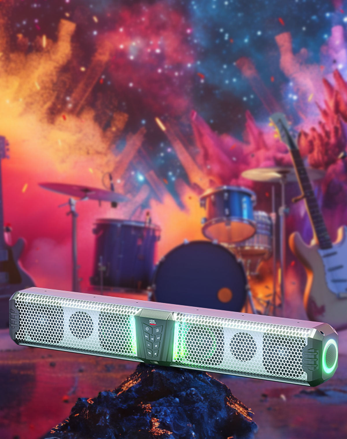 Photo of KEMIMOTO Midnight S80 32" Aluminum 6-Speaker RGB Soundbar Silver by Kemimoto - Premium for UTVs / Side by Sides