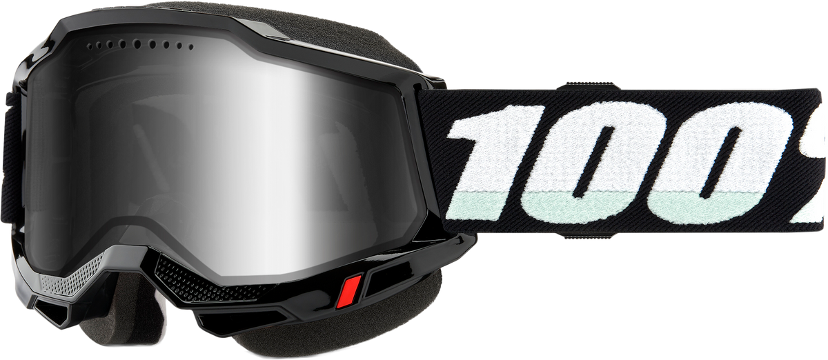 100% Accuri 2 Snowmobile Goggles - Black Silver Mirror Lens
