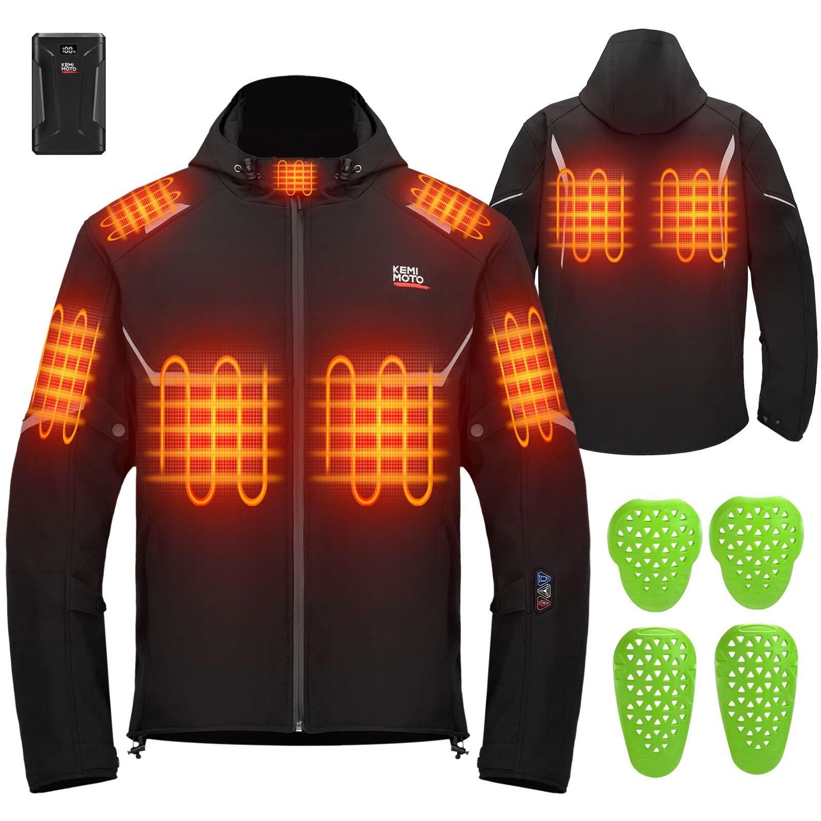 Photo of Heated Jacket with 20000 mAh Battery for Motorcycle Outdoor Hiking by Kemimoto - Premium for UTVs / Side by Sides