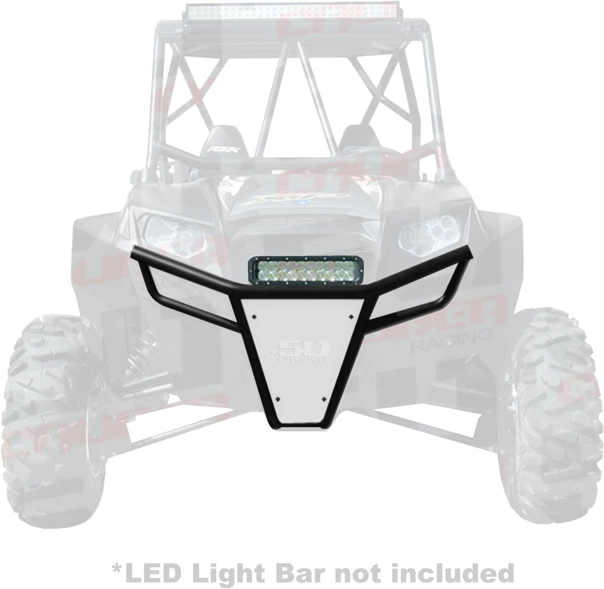 50 Caliber Racing Polaris RZR Front Bumper - 1.5" Steel Tubing + Powdercoat Finish (570, 800, S, XP 900)