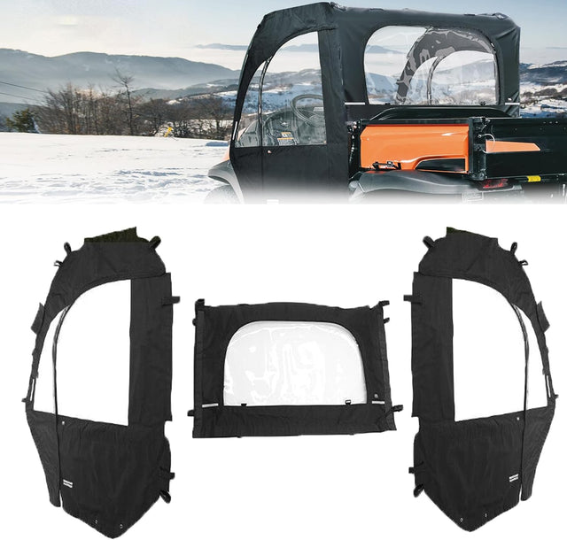 Photo of Soft Cab Enclosure Doors & Rear Soft Windshield for Kubota RTV by Kemimoto - Premium for UTVs / Side by Sides