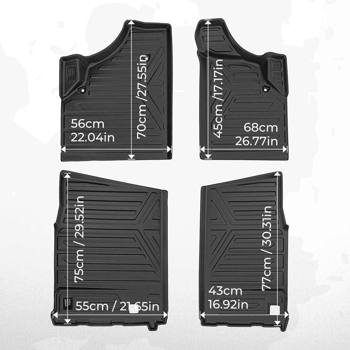 Photo of TPE Floor Mats & Bed Liner for 4-Seater Can-Am Defender HD7|8|9|10 by Kemimoto - Premium for UTVs / Side by Sides