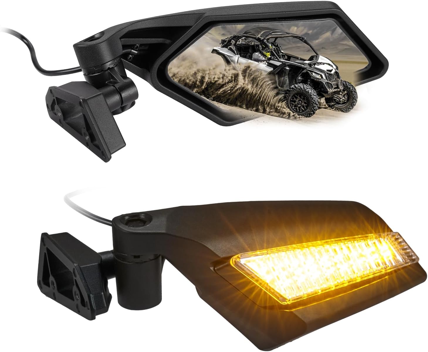 Photo of One Pair LED Side Mirrors for Can-Am Maverick X3 | X3 MAX by Kemimoto - Premium for UTVs / Side by Sides