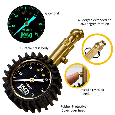 Photo of Elite® Tire Pressure Gauge - 60 PSI by JACO - Premium Tire Pressure Gauge for UTVs / Side by Sides
