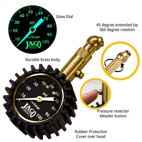 Photo of Elite® Tire Pressure Gauge - 100 PSI by JACO - Premium Tire Pressure Gauge for UTVs / Side by Sides