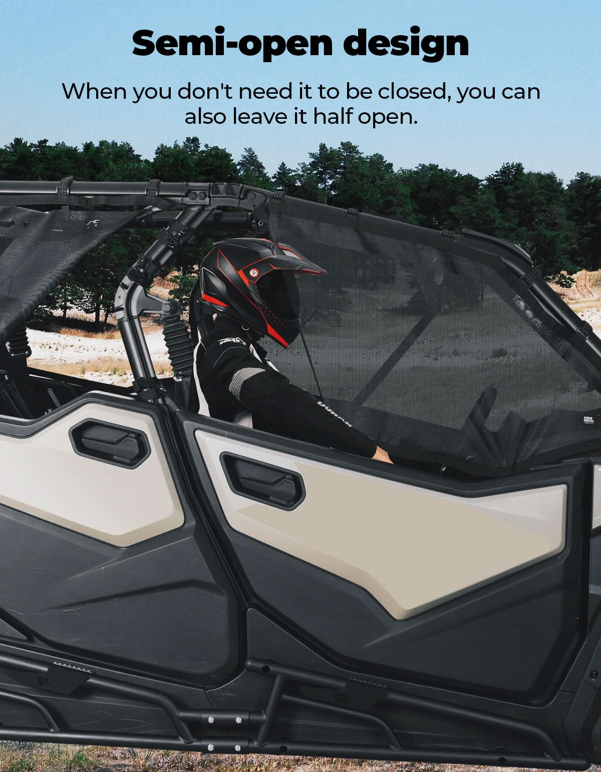 Photo of UTV Window Mesh for CFMOTO ZFORCE 950 SPORT 4 by Kemimoto - Premium for UTVs / Side by Sides