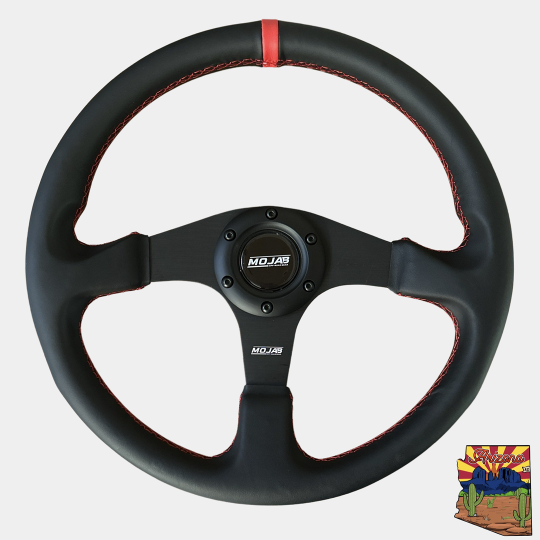 Photo of 13.5'' MOJAB Flat Steering Wheel Leather or Suede by MOJAB OFFROAD - Premium for UTVs / Side by Sides