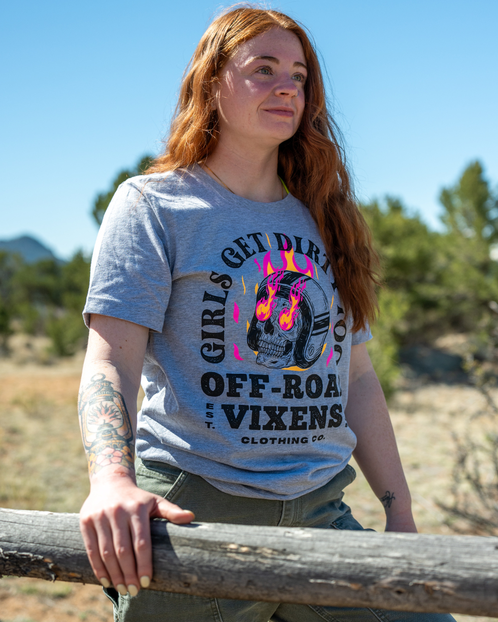 Photo of Moto Head Unisex Tee by OFF-ROAD VIXENS CLOTHING CO. - Premium Apparel & Accessories for UTVs / Side by Sides