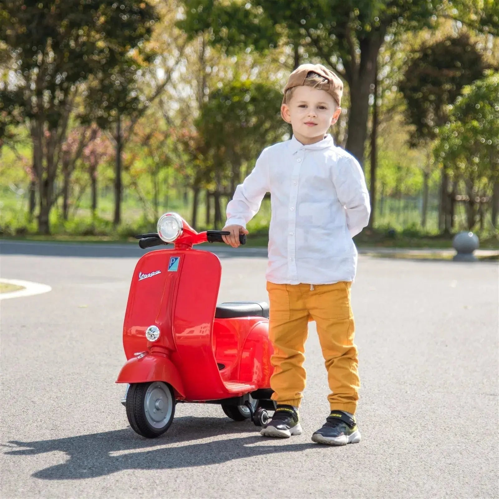 Photo of 12V Kids' Vespa Electric Ride-On Scooter by Freddo Toys - Premium Ride On Cars for UTVs / Side by Sides