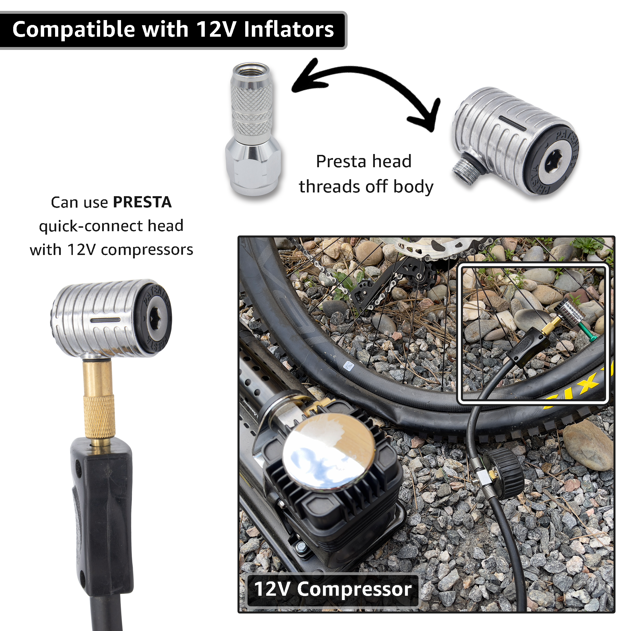 Photo of Lightning™ XP Locking Presta Air Chuck for Bike Tires - 1/4" F-NPT (Presta Valves) by JACO - Premium Air Chuck for UTVs / Side by Sides