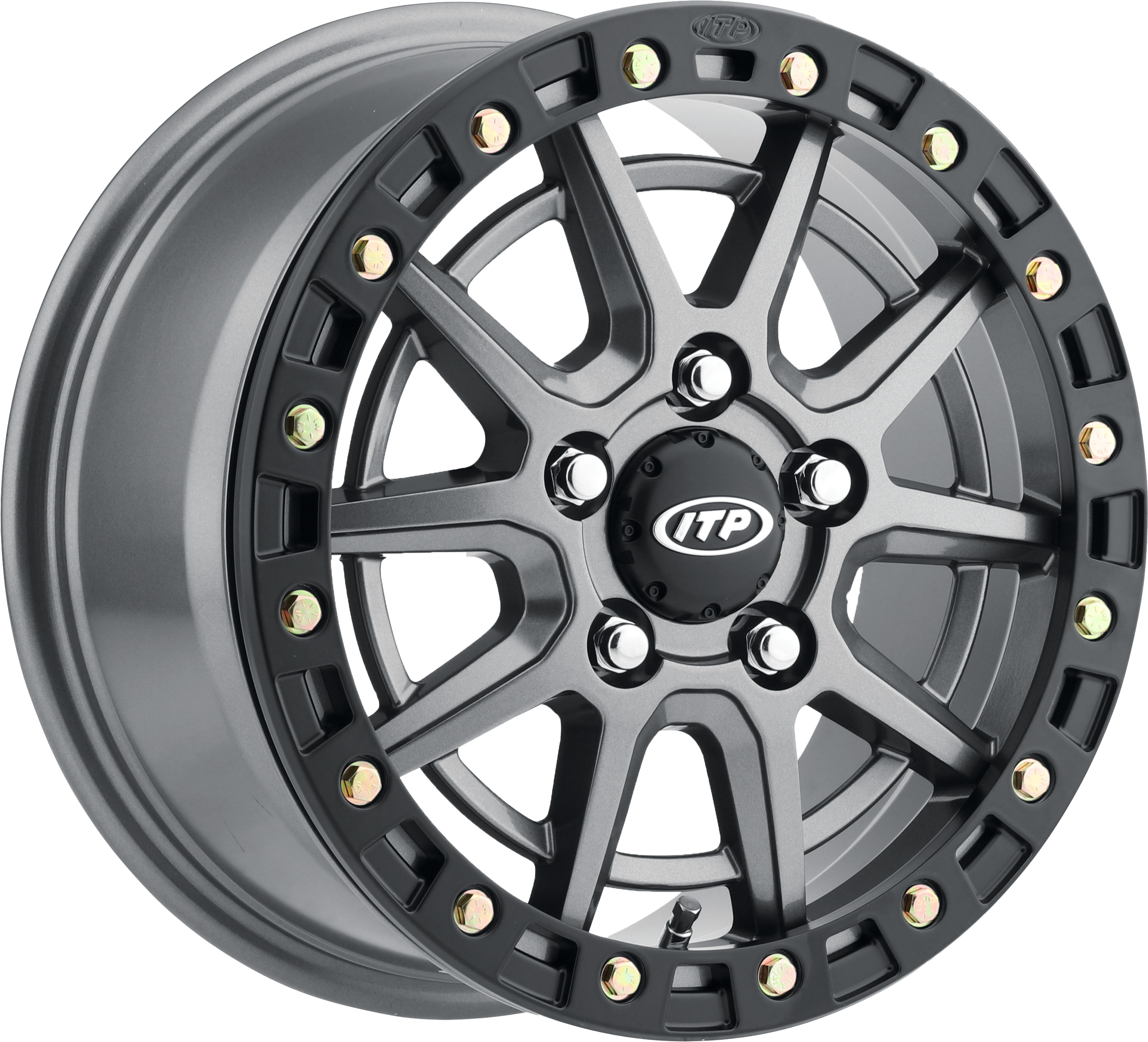 Photo of SD10 GREY/BLK RING 15X7 5/4.5 6+1 by ITP - Premium Wheel Components for UTVs / Side by Sides