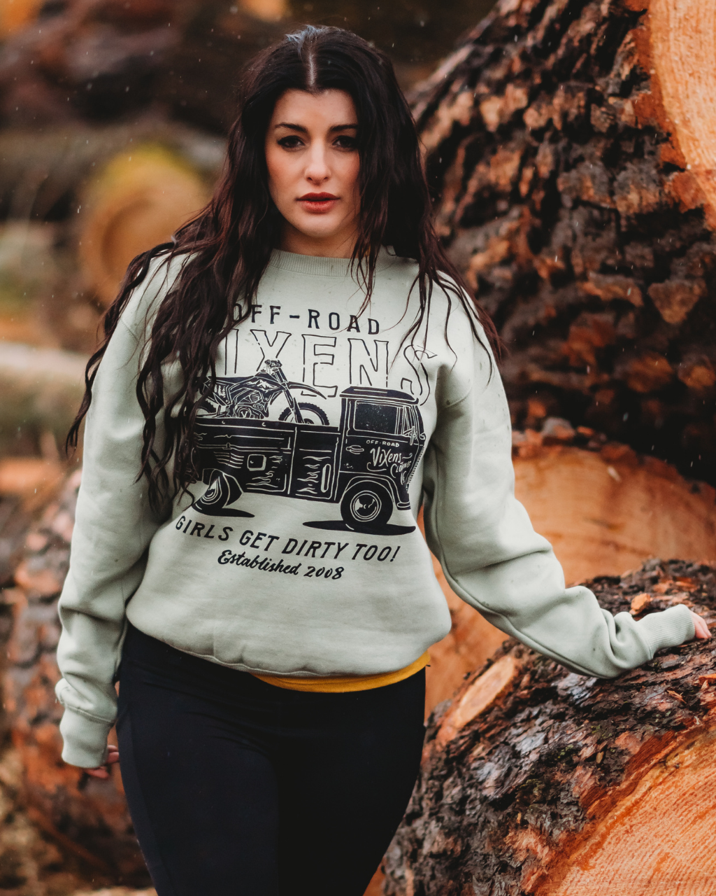Photo of Magic Bus Unisex Crew Sweatshirt by OFF-ROAD VIXENS CLOTHING CO. - Premium Ladies Long Sleeves for UTVs / Side by Sides
