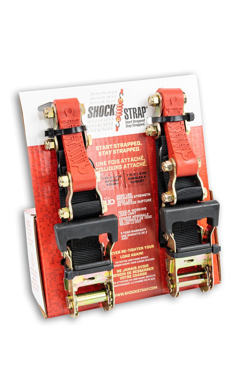 Photo of 1.5" wide ShockStrap Ratchet Strap 2 Pack, 1k WLL - Wholesale by ShockStrap - Premium for UTVs / Side by Sides
