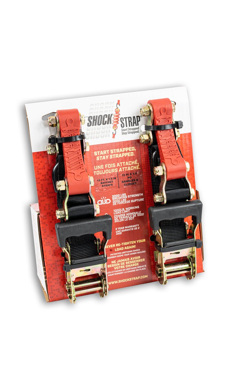 Photo of 1.5" wide ShockStrap Ratchet Strap 2 Pack, 1k WLL - Wholesale by ShockStrap - Premium for UTVs / Side by Sides