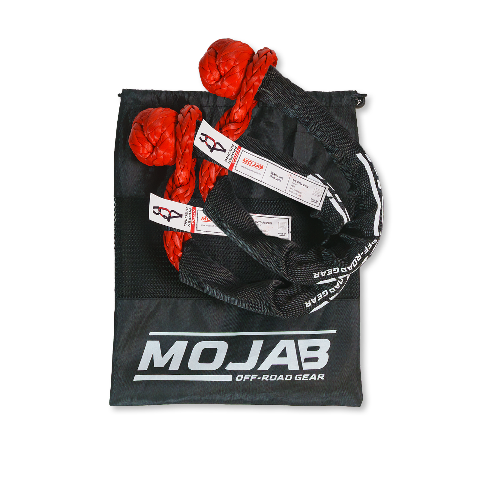 Photo of Soft Shackle 1/2'' x 24” with sleeve and bag (Set of 2 Shackles) (Lifetime Warranty) by MOJAB OFFROAD - Premium Soft Shackle for UTVs / Side by Sides