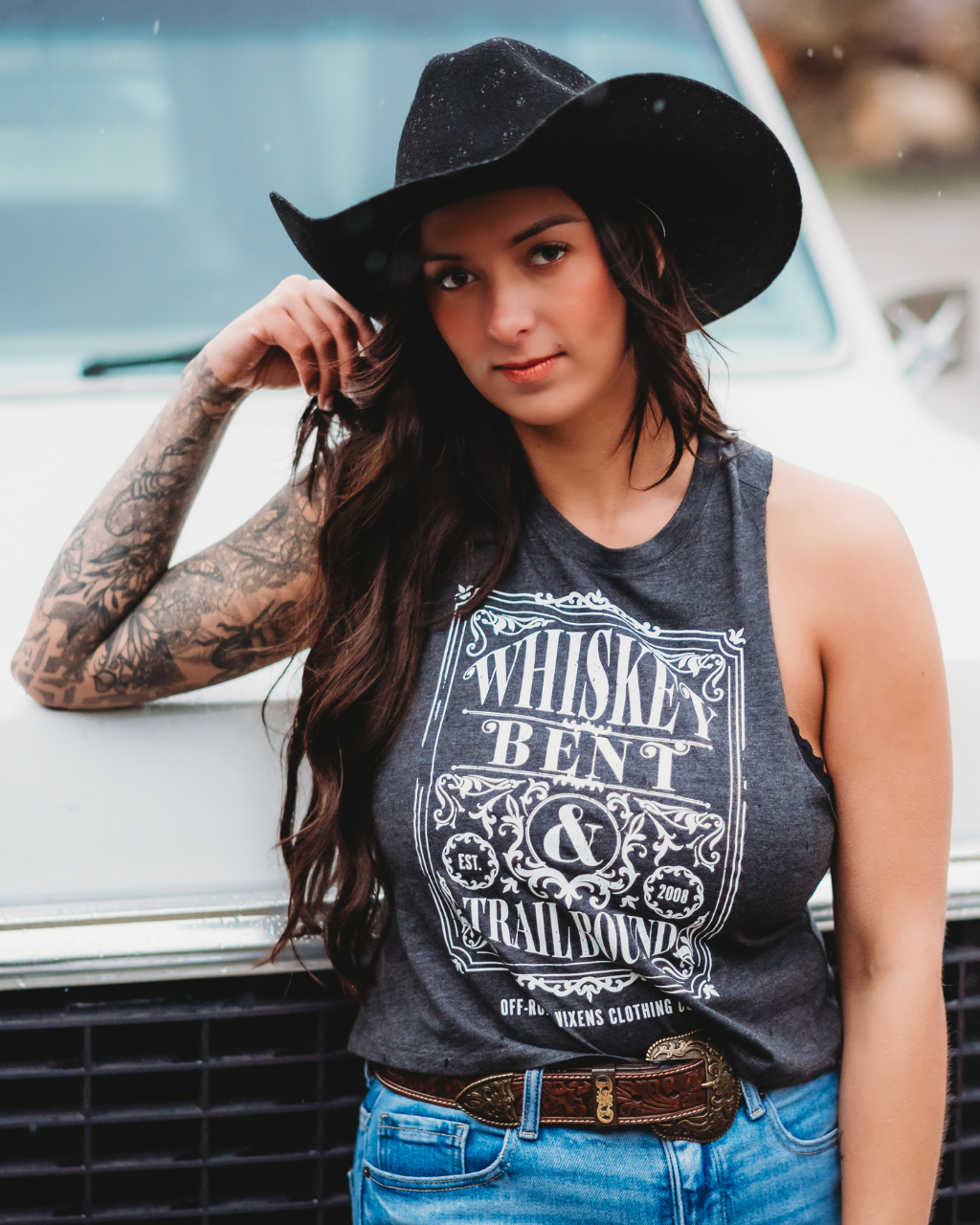 Photo of Whiskey Bent Cropped Tank by OFF-ROAD VIXENS CLOTHING CO. - Premium Apparel & Accessories for UTVs / Side by Sides