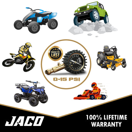 Photo of Elite® Low Pressure Tire Gauge - 15 PSI by JACO - Premium Tire Pressure Gauge for UTVs / Side by Sides