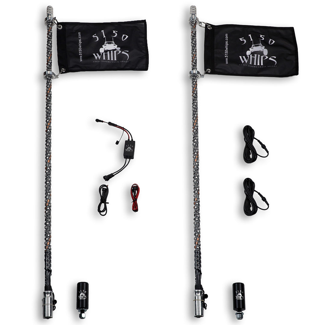 187 Platinum LED Whips – Pair - Bluetooth Controlled + Customizable Lighting (2024)