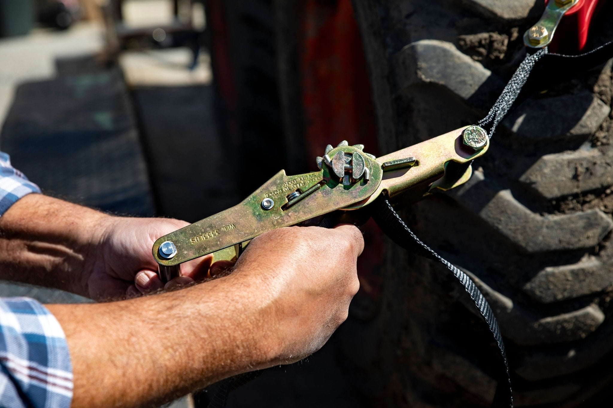Photo of 18ft x 2in SHOCKSTRAP® Ratchet Strap w Snap Hooks, Premium Made in USA Polyester Webbing, 10,000lb Breaking Strength, 3,333lb WLL, Commercial Grade by ShockStrap - Premium for UTVs / Side by Sides