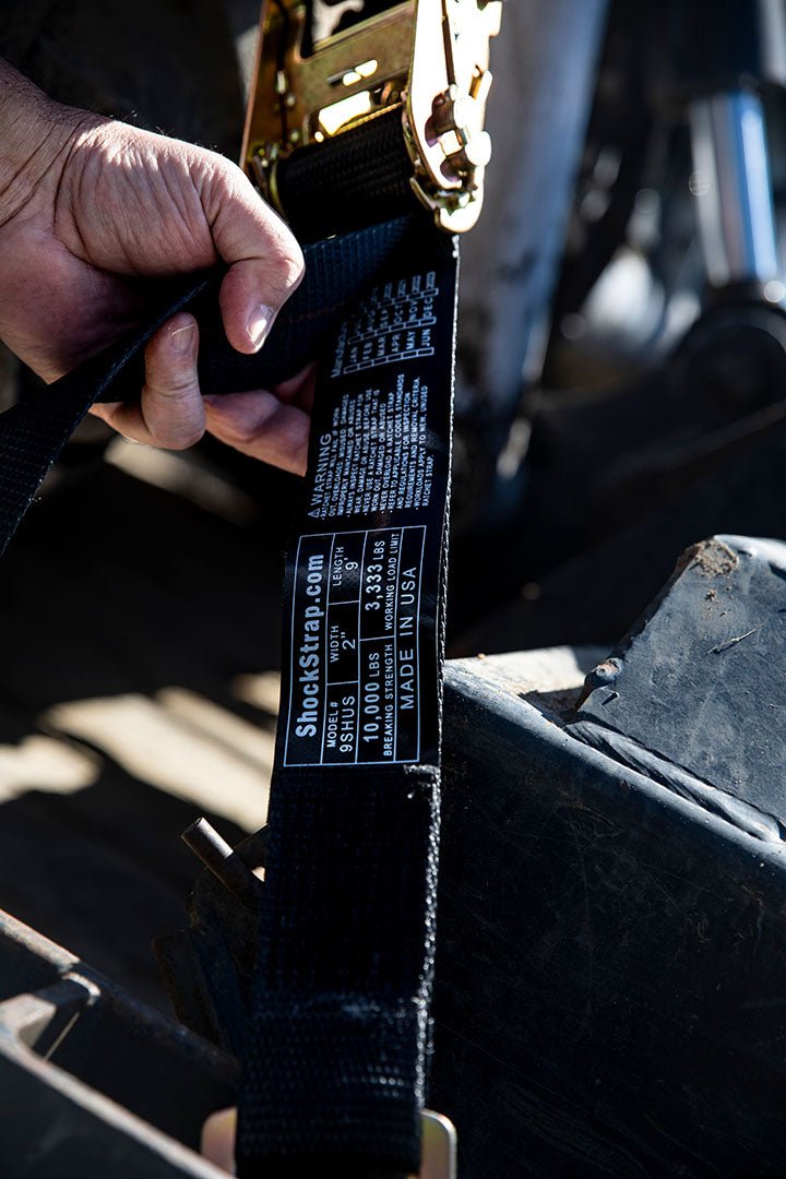 Photo of 18ft x 2in SHOCKSTRAP® Ratchet Strap w Snap Hooks, Premium Made in USA Polyester Webbing, 10,000lb Breaking Strength, 3,333lb WLL, Commercial Grade by ShockStrap - Premium for UTVs / Side by Sides