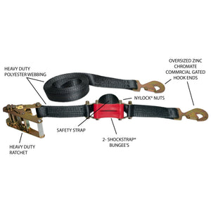 Photo of 18ft x 2in SHOCKSTRAP® Ratchet Strap w Snap Hooks, Premium Made in USA Polyester Webbing, 10,000lb Breaking Strength, 3,333lb WLL, Commercial Grade by ShockStrap - Premium for UTVs / Side by Sides
