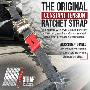 Photo of 18ft x 2in SHOCKSTRAP® Ratchet Strap, Wire Hooks, Premium Polyester Webbing, 6k Break Strength, 2k Working Load Limit by ShockStrap - Premium for UTVs / Side by Sides