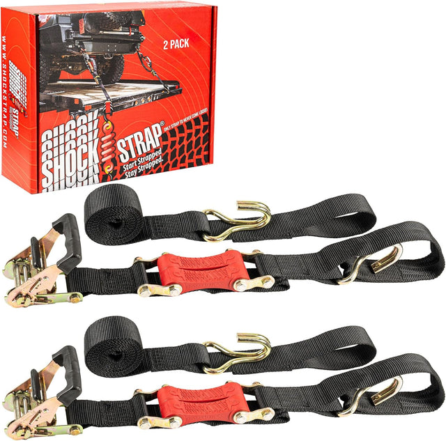 Photo of 18ft x 2in SHOCKSTRAP® Ratchet Strap, Wire Hooks, Premium Polyester Webbing, 6k Break Strength, 2k Working Load Limit by ShockStrap - Premium for UTVs / Side by Sides