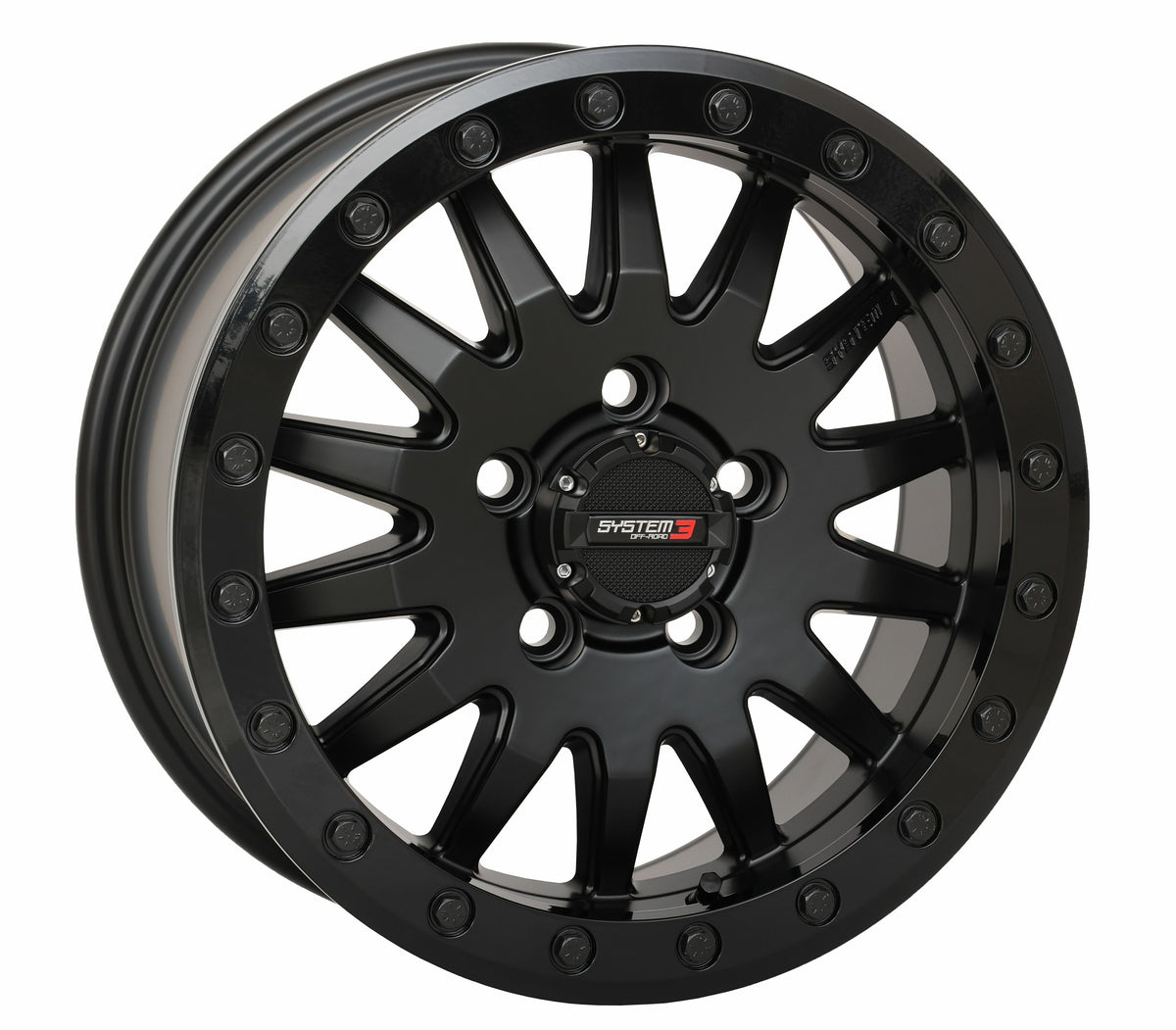 Photo of SYSTEM 3 SB8 WHEEL 15X7 5+2 (+38MM) 5/4.5 MATTE BLACK by SYSTEM 3 - Premium Wheels for UTVs / Side by Sides