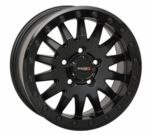 Photo of SYSTEM 3 SB8 WHEEL 15X7 5+2 (+38MM) 5/4.5 MATTE BLACK by SYSTEM 3 - Premium Wheels for UTVs / Side by Sides