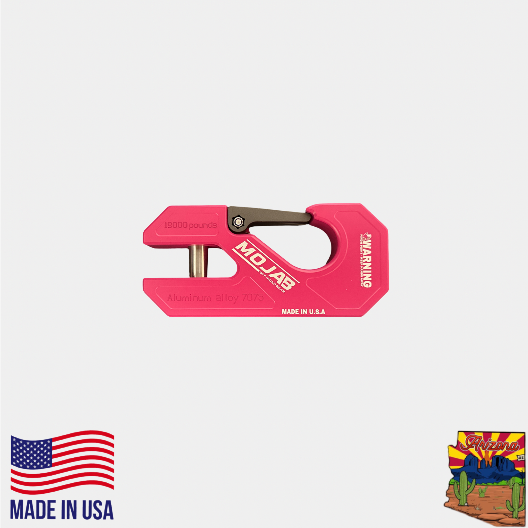 Photo of Aluminum winch shackle, closed latch (LIFE TIME WARRANTY*) by MOJAB OFFROAD - Premium for UTVs / Side by Sides