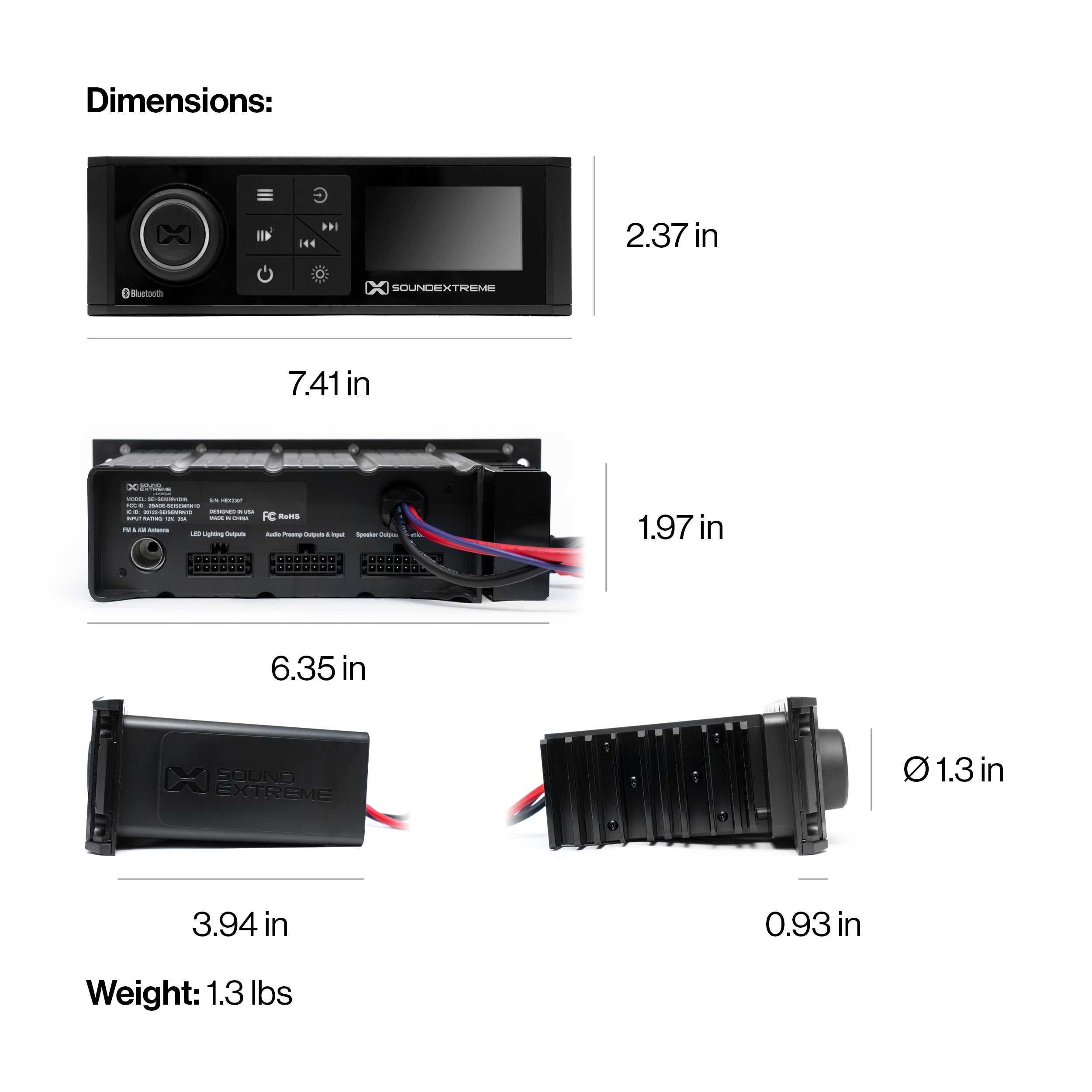 Photo of DEALER Marine DIN Radio by ECOXGEAR - Premium for UTVs / Side by Sides