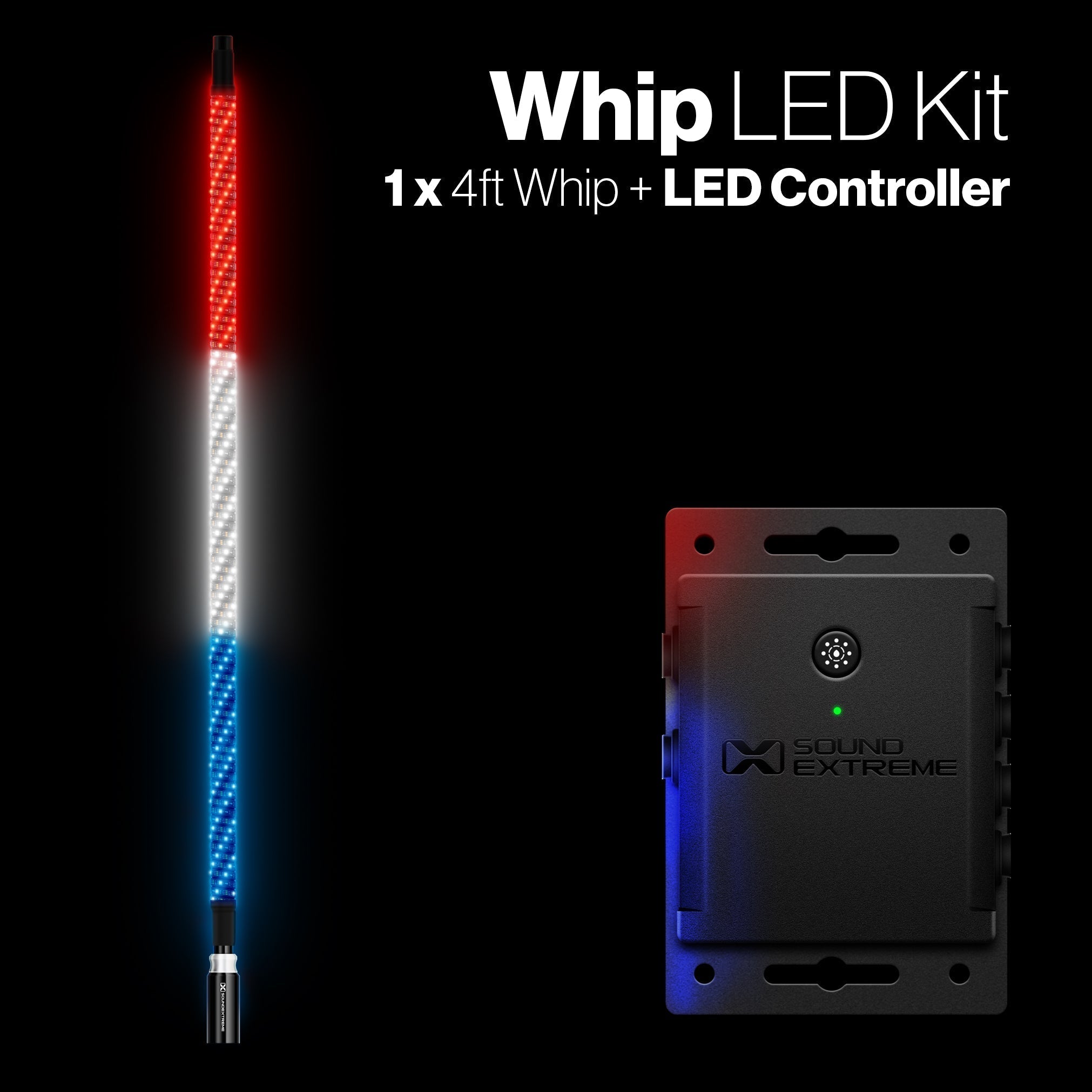 Photo of POWERSPORTS Extreme Whip Kit Qty 1 x 4 Ft plus LEDCast Controller by ECOXGEAR - Premium for UTVs / Side by Sides