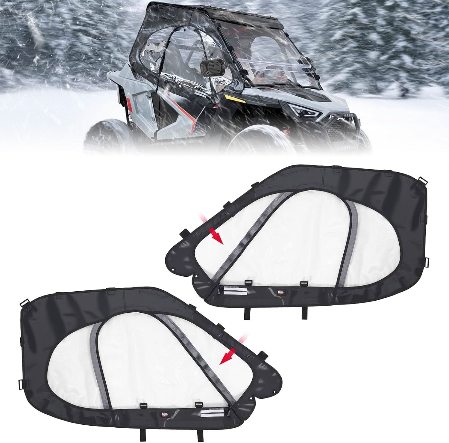Photo of UTV Cab Enclosure Upper Doors for 2022-2025 Polaris RZR 200 by Kemimoto - Premium for UTVs / Side by Sides