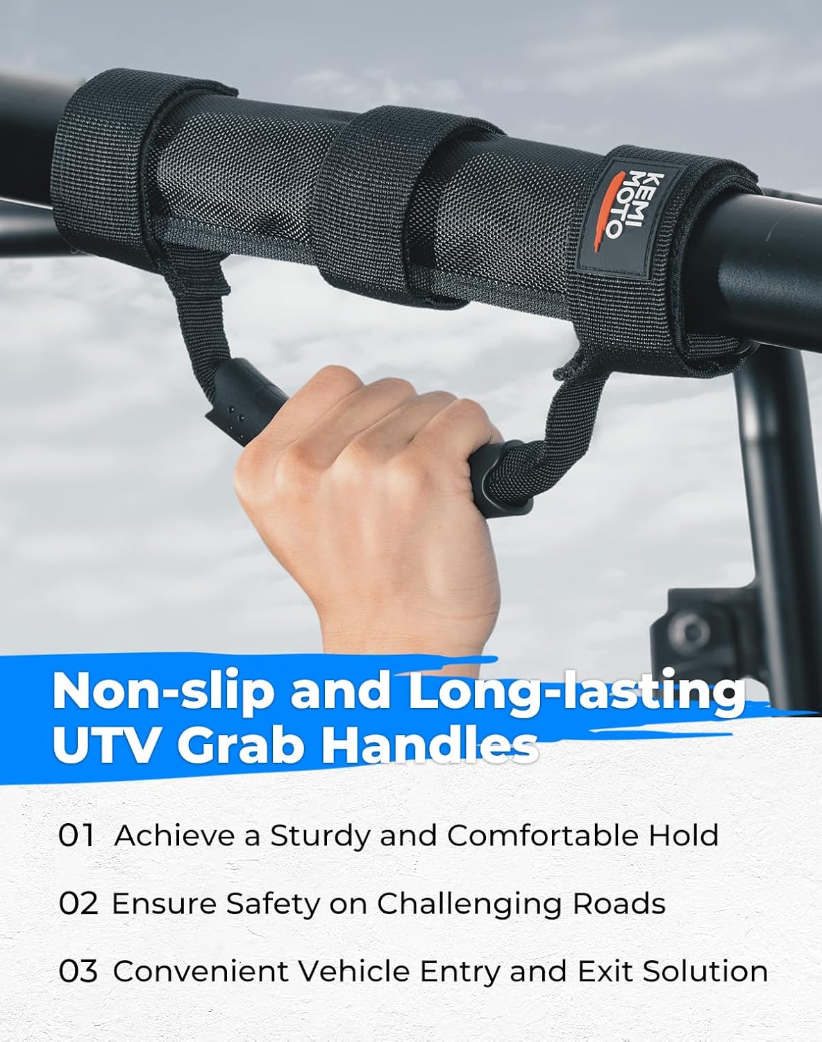 Photo of UTV Grab Handles for 1.5-2 inch Round Bar Cage (4 Packs) by Kemimoto - Premium for UTVs / Side by Sides