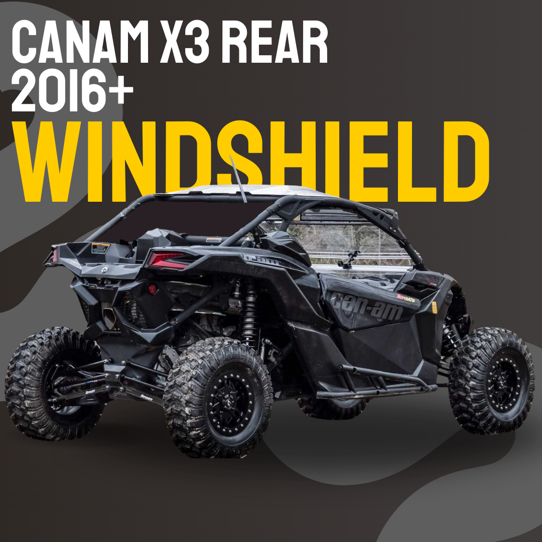 Photo of Can-Am Maverick X3 Rear Windshield (2016+) by Dirt Warrior Accessories - Premium Windshields for UTVs / Side by Sides