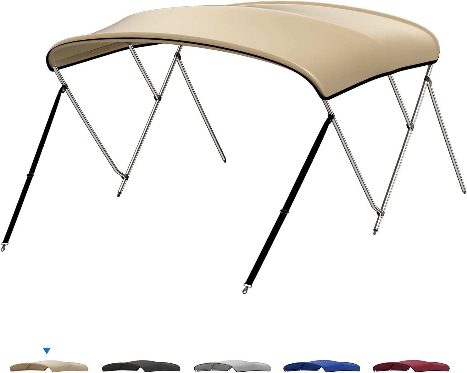Photo of 3 Bow Bimini Top for Boat by Kemimoto - Premium for UTVs / Side by Sides