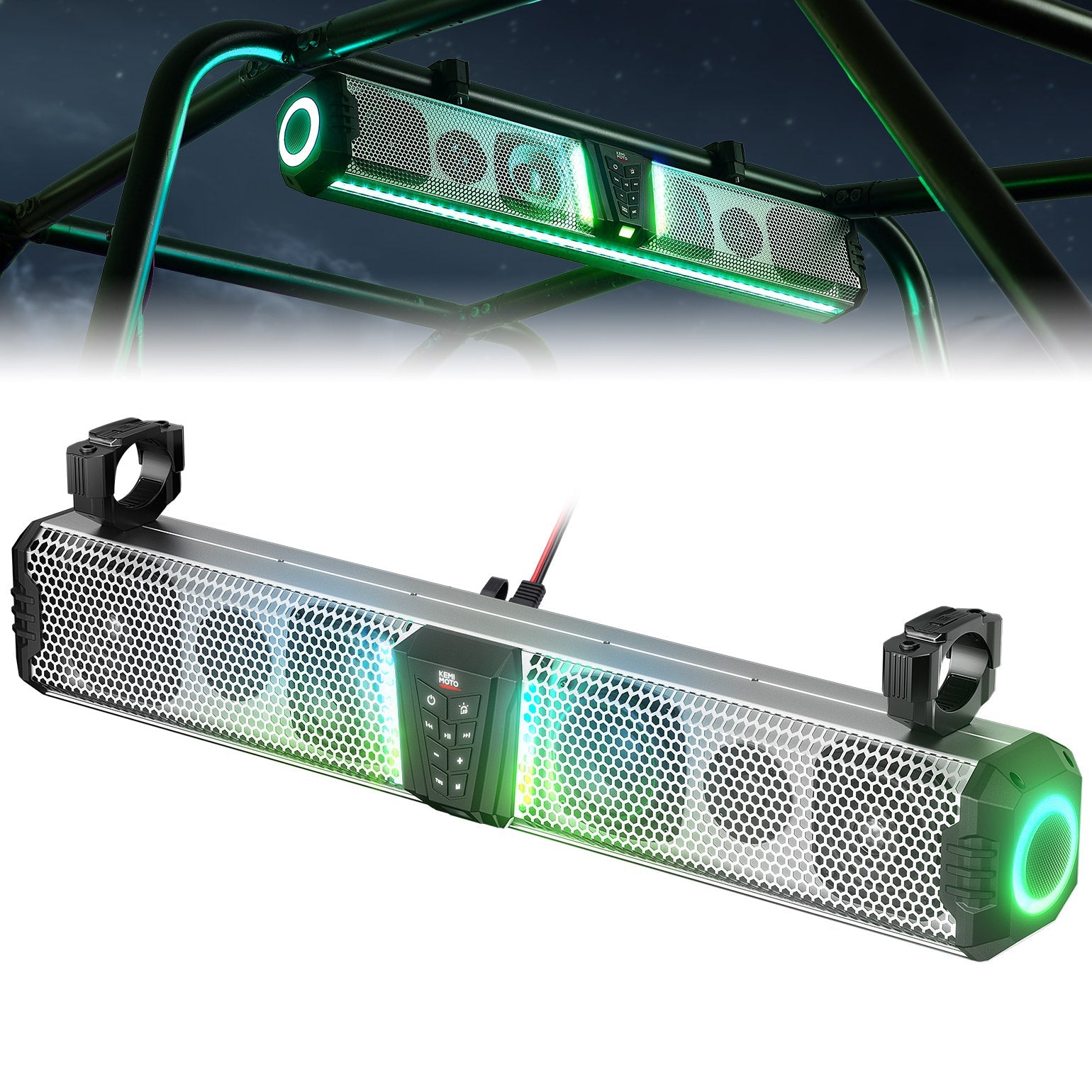 Photo of KEMIMOTO Midnight S80 32" Aluminum 6-Speaker RGB Soundbar Silver by Kemimoto - Premium for UTVs / Side by Sides