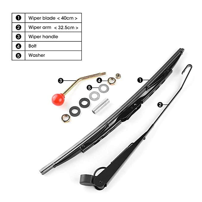 Photo of UTV Manual Hand Operated Windshield Wiper by Kemimoto - Premium for UTVs / Side by Sides