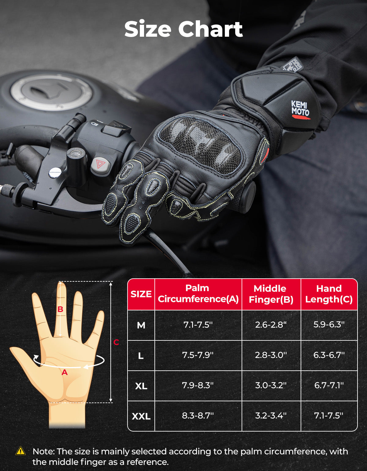 Photo of Leather Motorcycle Gloves with Kevlar & Carbon Fiber Protection by Kemimoto - Premium for UTVs / Side by Sides